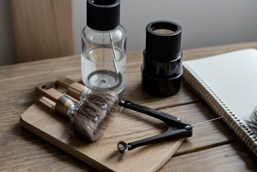 Lash artist escribiendo notas sobre moldes de silicona y tipo de párpado junto a productos de lifting de pestañas