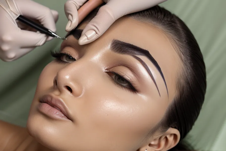 Laminado de cejas: productos en recipiente de vidrio listos para la corrección de asimetría
