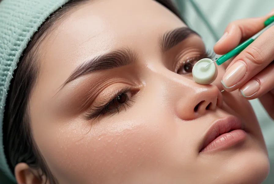 Detalle de molde de silicona para lifting de pestañas en ojos sensibles, sin irritación en el párpado